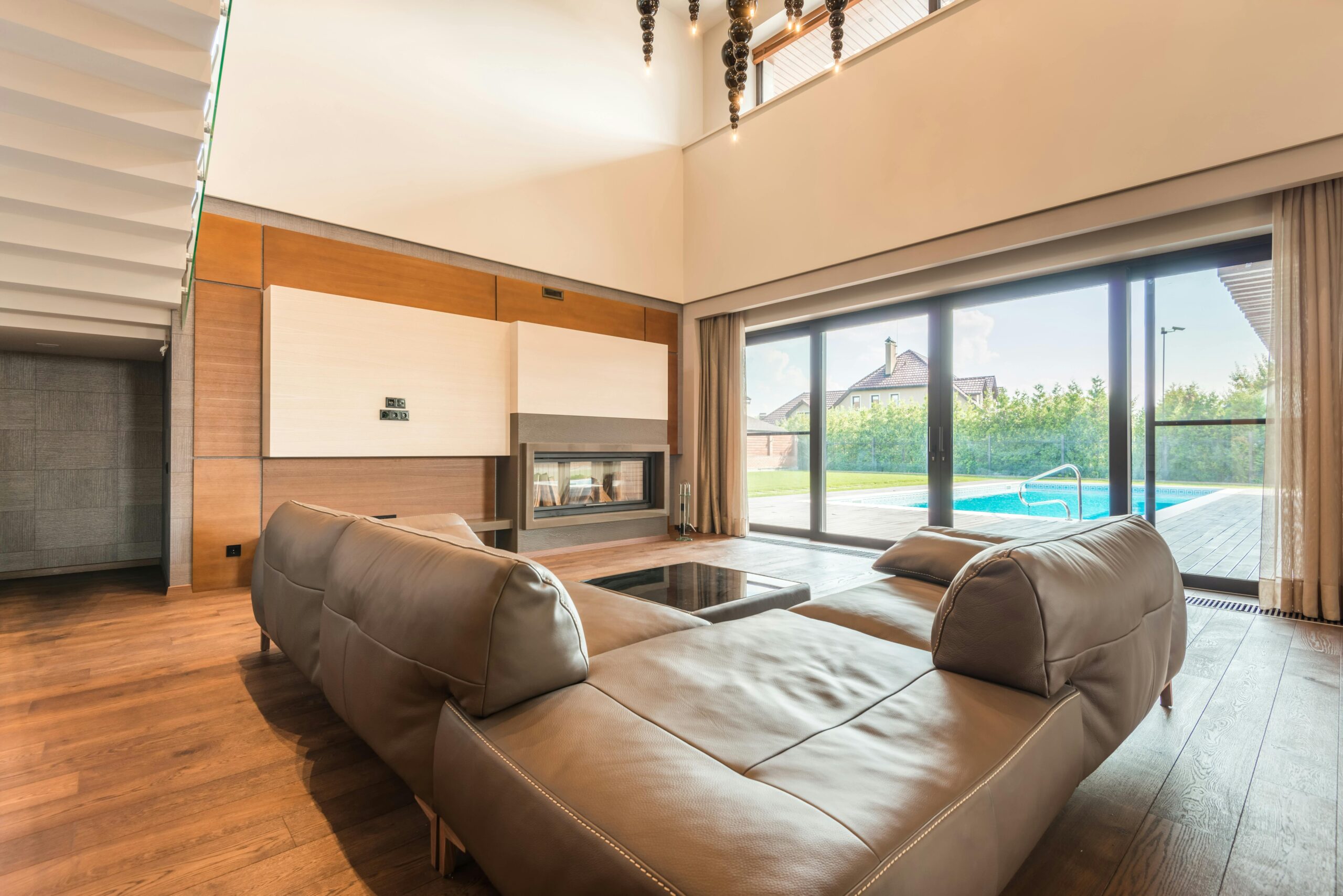 Living room with a sliding door