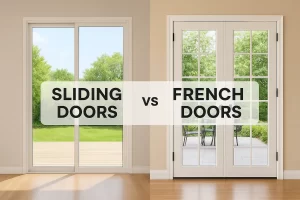 Comparative image of sliding door vs french door